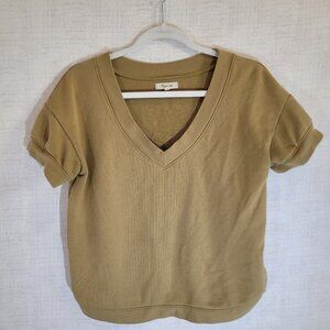 Madewell Sweater Women Small Brown Short Sleeve V Neck Pullover